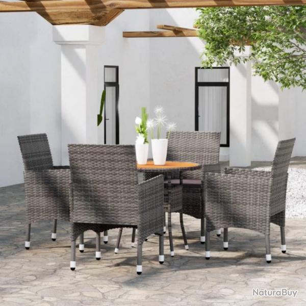 Mobilier de salle  manger de jardin 5 pcs Rsine tresse Gris