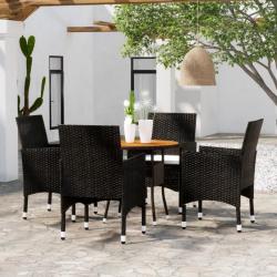 Mobilier de salle à manger de jardin 5 pcs Résine tressée Noir