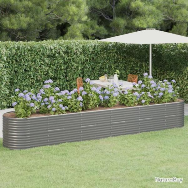 Jardinire de jardin Acier enduit de poudre 440x80x68 cm Gris