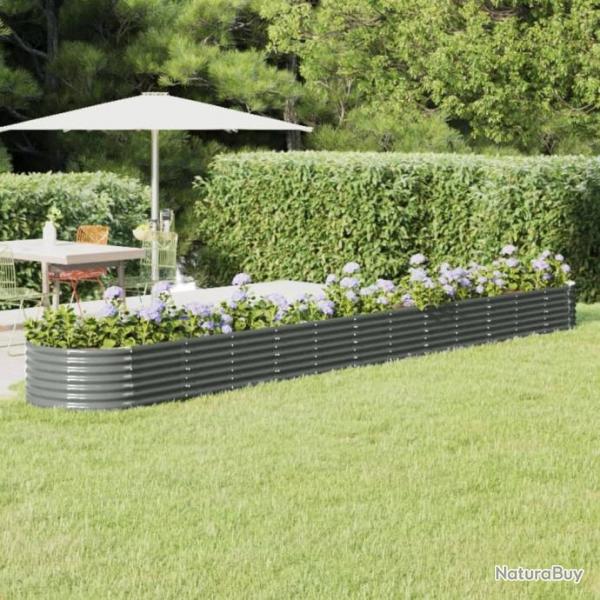 Lit surlev de jardin Acier enduit de poudre 512x80x36 cm gris