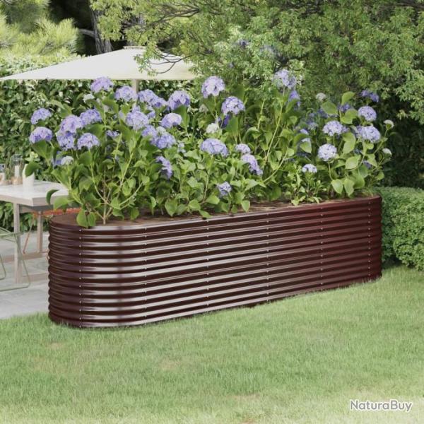 Jardinire de jardin Acier enduit de poudre 296x80x68 cm Marron