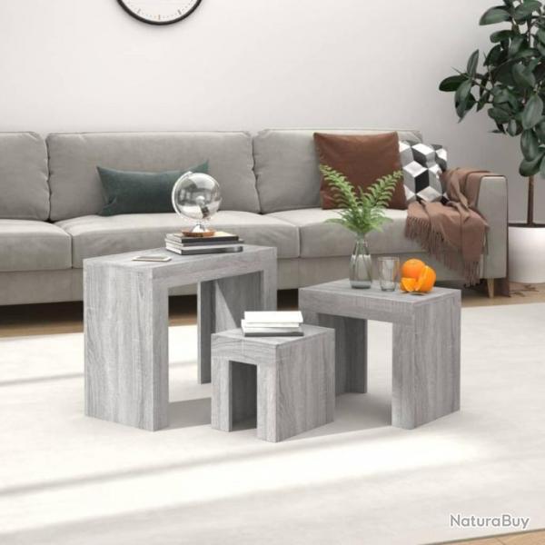 Tables basses gigognes 3 pcs Sonoma gris Bois d'ingnierie