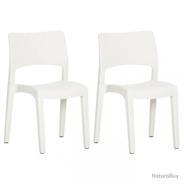 Chaises de jardin 2 pcs Blanc Polypropylne