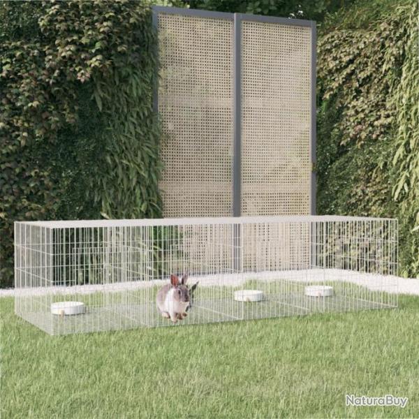 Cage  lapin 4 panneaux 217x79x54 cm Fer galvanis