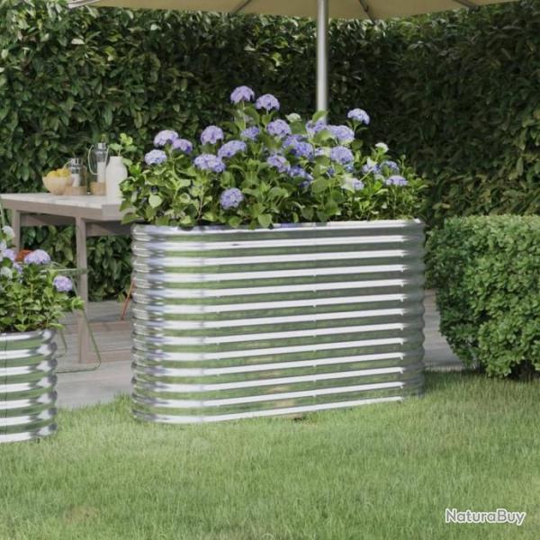 Jardinire de jardin Acier enduit de poudre 114x40x68cm Argent