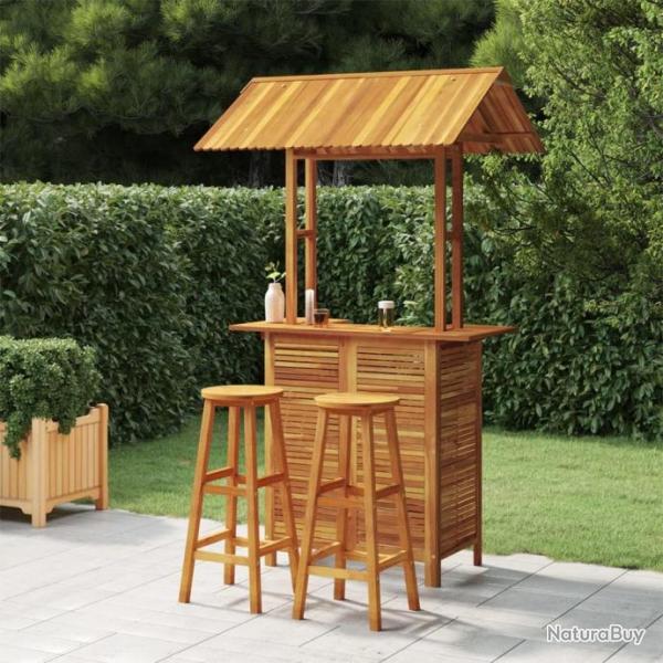 Ensemble de bar de jardin 3 pcs Bois d'acacia solide