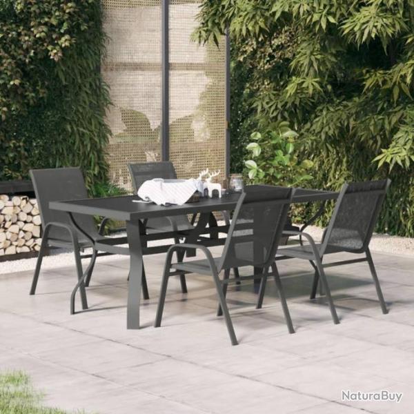 Ensemble de salle  manger de jardin 5 pcs Gris et noir