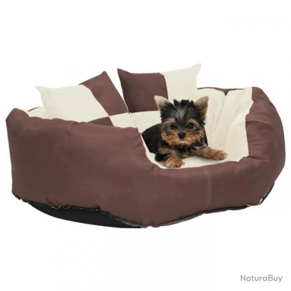 Coussin rversible lavable de chien Marron et crme 65x50x20 cm