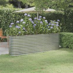 Jardinière de jardin Acier enduit de poudre 224x40x68cm Argenté