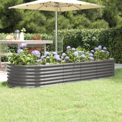 Jardinière de jardin Acier enduit de poudre 224x80x36 cm Gris