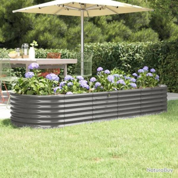 Jardinire de jardin Acier enduit de poudre 224x80x36 cm Gris