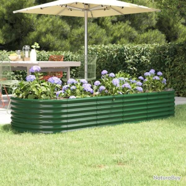 Lit surlev de jardin Acier enduit de poudre 224x80x36 cm Vert