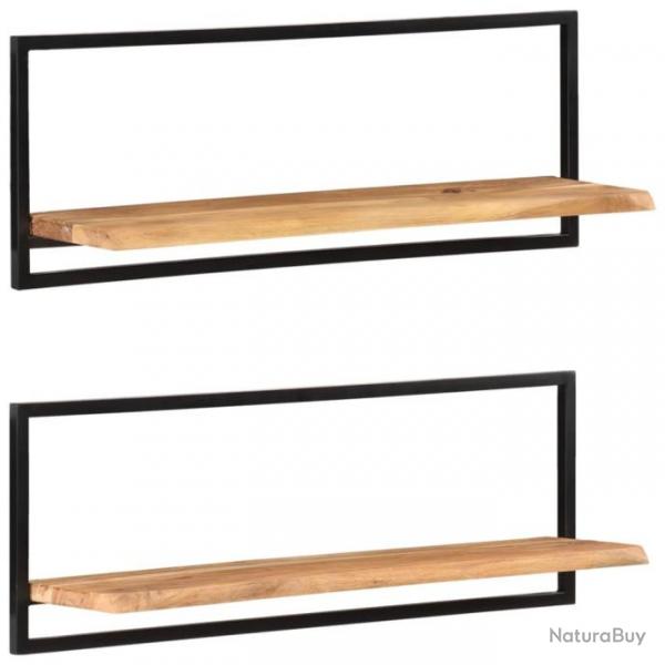 tagres murales 2 pcs 100x24x35 cm Bois d'acacia et acier