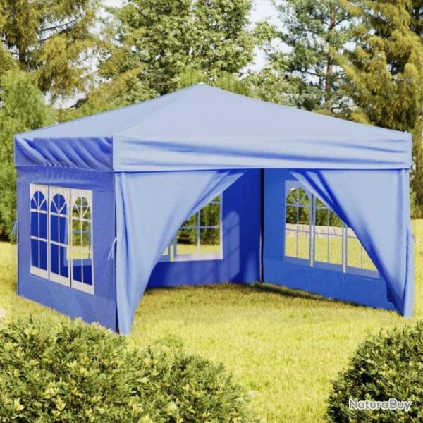 Tente de rception pliable avec parois Bleu 3x3 m