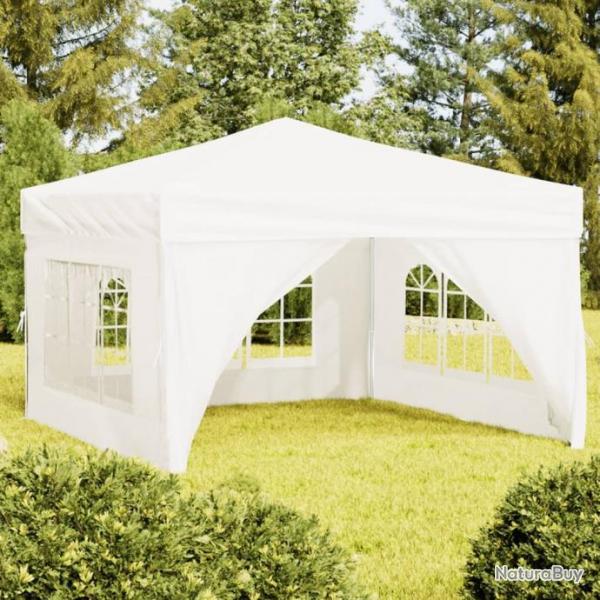 Tente de rception pliable avec parois Blanc 3x3 m