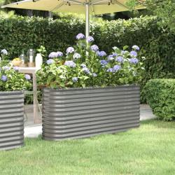 Jardinière de jardin Acier enduit de poudre 152x40x68 cm Gris