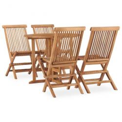 Mobilier à dîner d'extérieur pliable 5 pcs Bois solide de teck