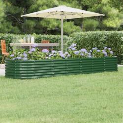 Jardinière de jardin Acier enduit de poudre 296x80x36 cm Vert