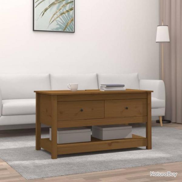 Table basse Marron miel 102x49x55 cm Bois massif de pin