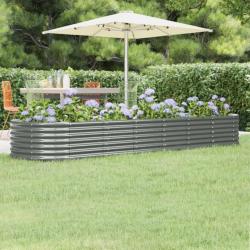 Jardinière de jardin Acier enduit de poudre 296x80x36 cm Gris