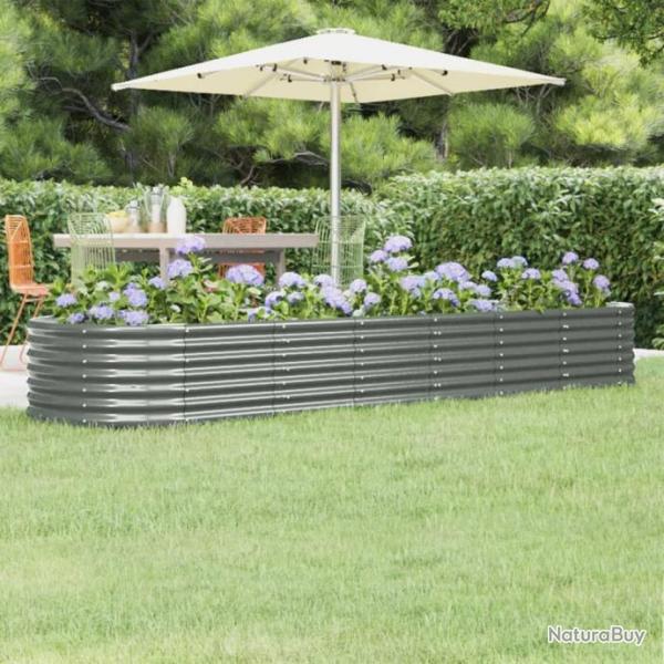 Jardinire de jardin Acier enduit de poudre 296x80x36 cm Gris