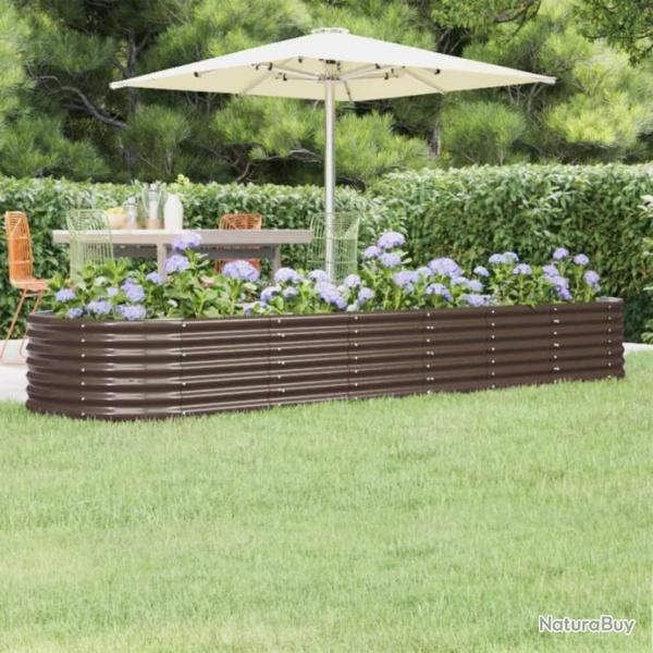 Jardinire de jardin Acier enduit de poudre 296x80x36 cm Marron