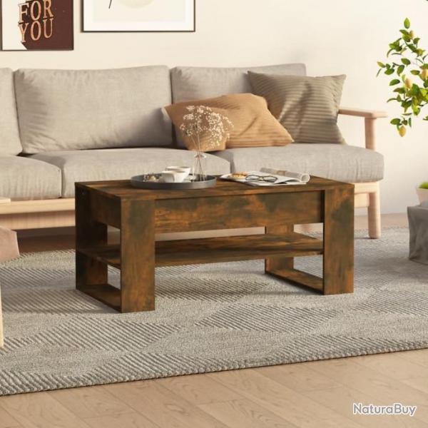 Table basse Chne fum 102x55x45 cm Bois d'ingnierie