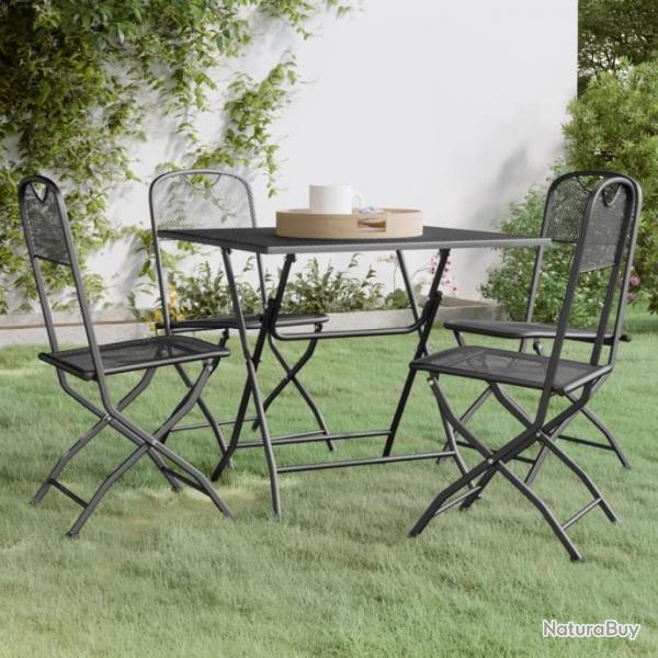 Mobilier  dner de jardin 5 pcs Maille Mtal Anthracite