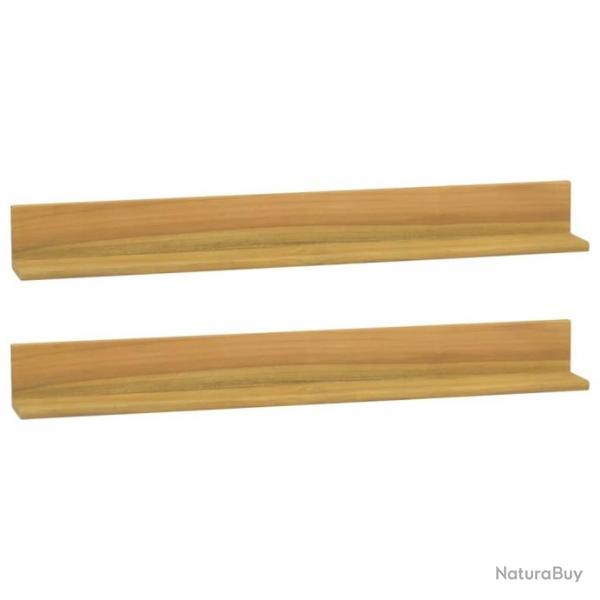 tagres murales 2 pcs 90x10x10 cm Bois de teck massif