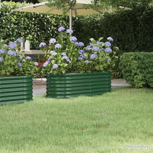 Jardinire de jardin Acier enduit de poudre 114x40x36 cm Vert