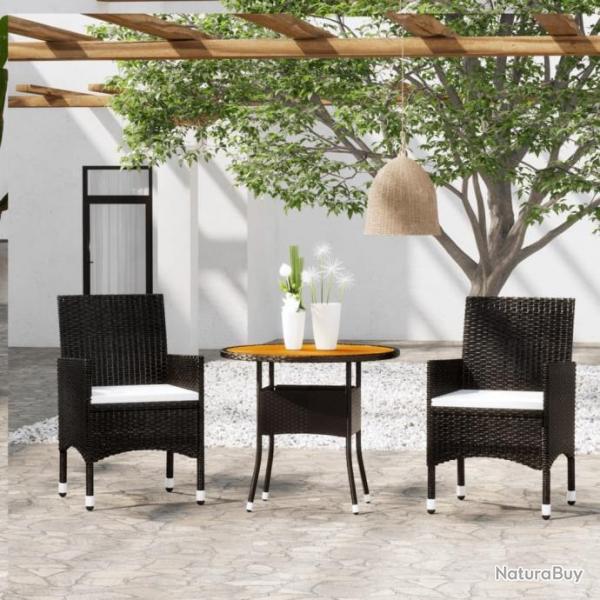 Mobilier  dner de jardin 3 pcs Rsine tresse Noir