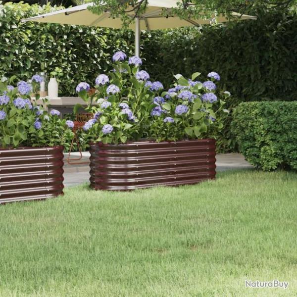 Jardinire de jardin Acier enduit de poudre 114x40x36 cm Marron