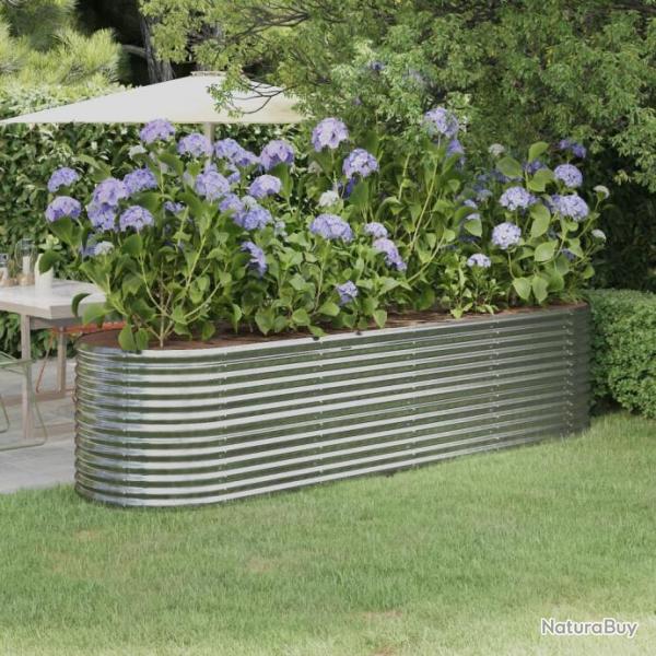 Jardinire Acier enduit de poudre 296x80x68 cm Argent