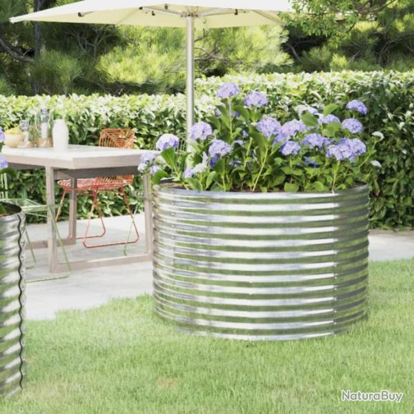 Jardinire de jardin Acier enduit poudre 100x100x68 cm Argent