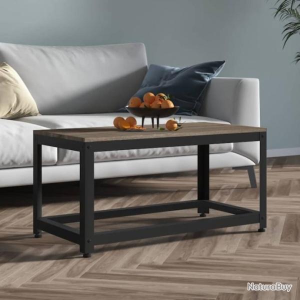 Table basse Gris et noir 90x45x45 cm MDF et fer