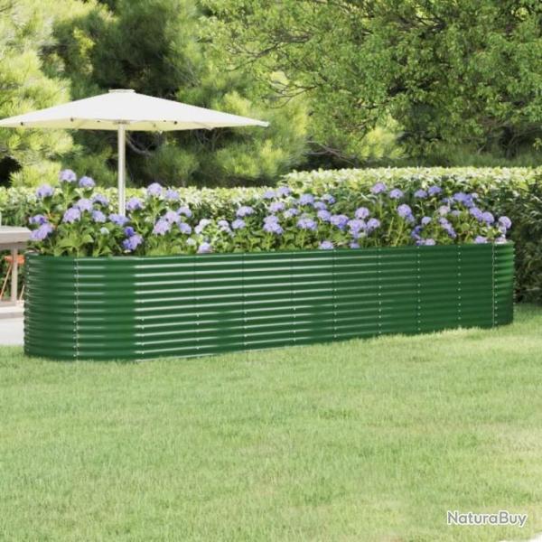 Jardinire de jardin Acier enduit de poudre 396x100x68 cm Vert