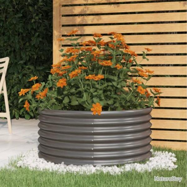 Jardinire de jardin Acier enduit de poudre 80x80x36 cm Gris