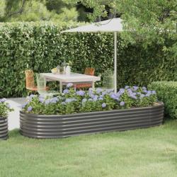 Jardinière de jardin Acier enduit de poudre 249x100x36 cm Gris