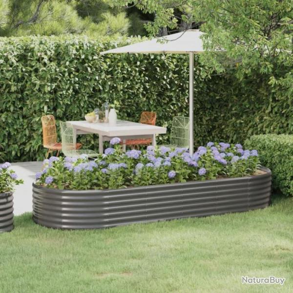 Jardinire de jardin Acier enduit de poudre 249x100x36 cm Gris