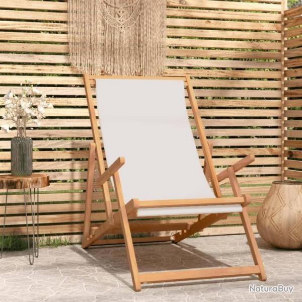 Chaise de plage pliable Bois de teck solide Crme