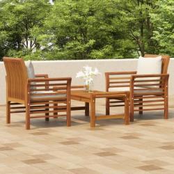 Salon de jardin 3 pcs avec coussins Bois massif d'acacia