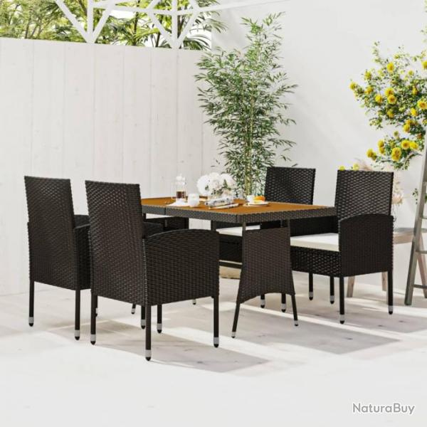 Mobilier  dner d'extrieur 5 pcs Rsine tresse Noir