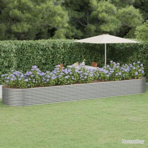 Jardinire Acier enduit de poudre 584x140x68 cm Argent