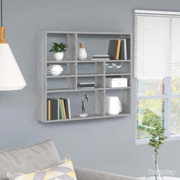 tagre murale Sonoma gris 90x16x78 cm Bois ingnierie