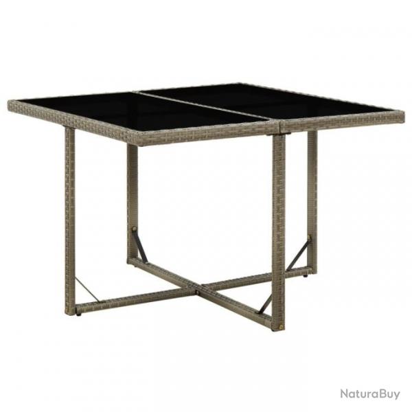 Table de jardin Gris 109x107x74 cm Rsine tresse et verre