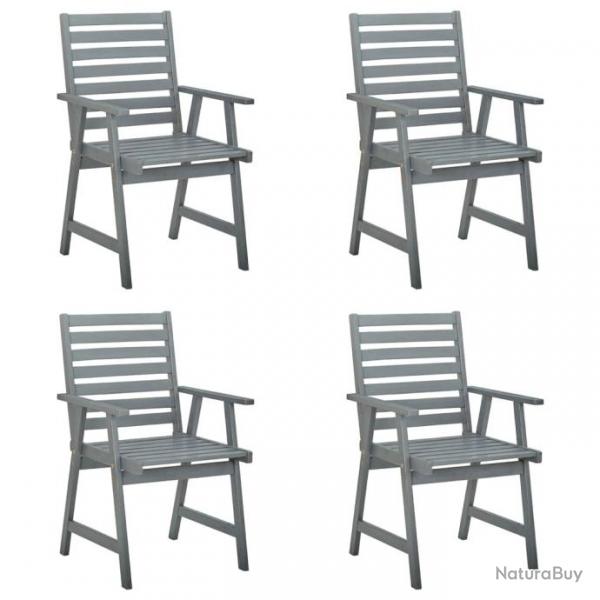 Chaises  dner d'extrieur 4 pcs Gris Acacia en bois massif