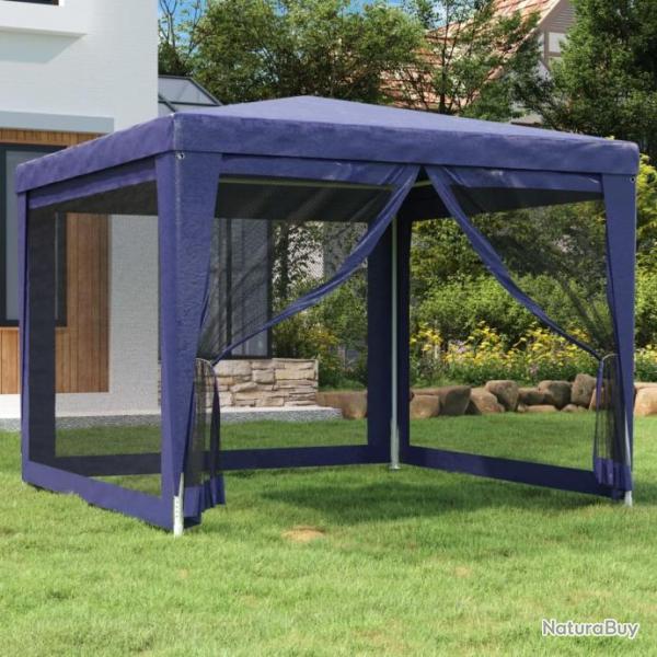 Tente de fte avec 4 parois latrales en maille Bleu 3x3 m PEHD