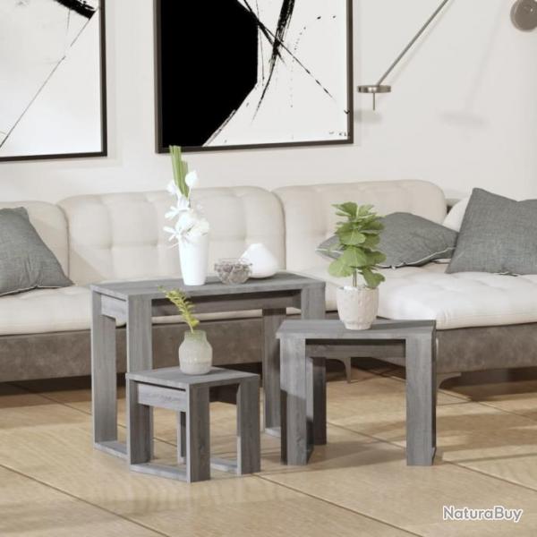 Tables gigognes 3 pcs Sonoma gris Bois d'ingnierie