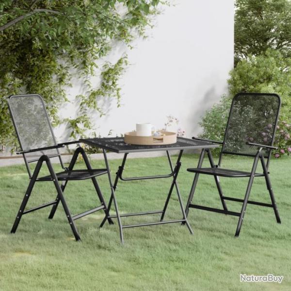 Mobilier  dner de jardin 3 pcs Maille Mtal Anthracite