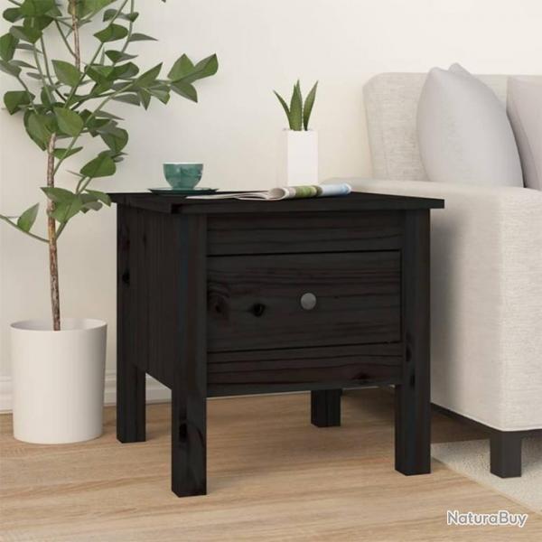 Table d'appoint Noir 40x40x39 cm Bois massif de pin